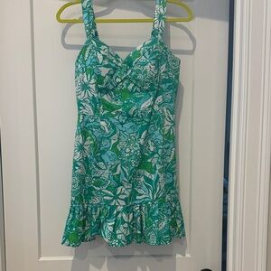 Lilly Pulitzer Green & White Floral Mini Dress